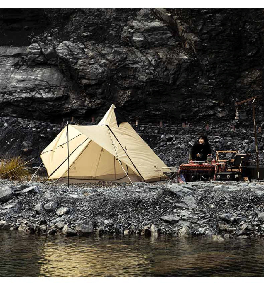 Cheap Goat Tents Luxury Waterproof Polyester Large Tents With Tarp Camping Spire Yurt High Quality Indian Pyramid Black Tent   